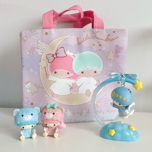 SANRIO little twin stars Kiki & Lala bundle, night light, tote bag and figurines